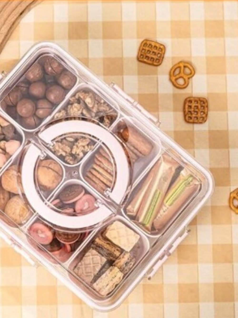 Clear Plastic Snack & Treat Organizer - Multi-Compartment - in Ivory